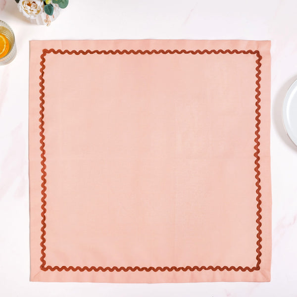 Madeline Peach Cotton Napkin Set Of 6 With Rick Rack