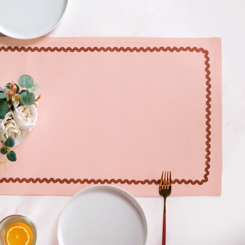 Ripple Edge Peach Cotton Table Runner 183x36cm