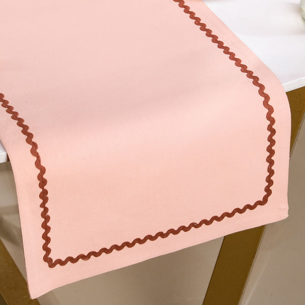Madeline Rick Rack Cotton Table Runner Peach 183x36cm