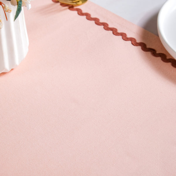 Madeline Rick Rack Cotton Table Runner Peach 183x36cm
