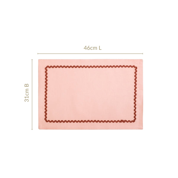 Madeline Rick Rack Peach Set Of 6 Reversible Cotton Placemats