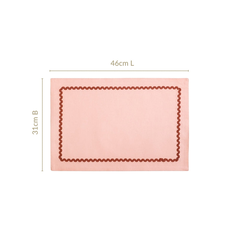 Ripple Edge Peach Set Of 6 Reversible Cotton Placemats
