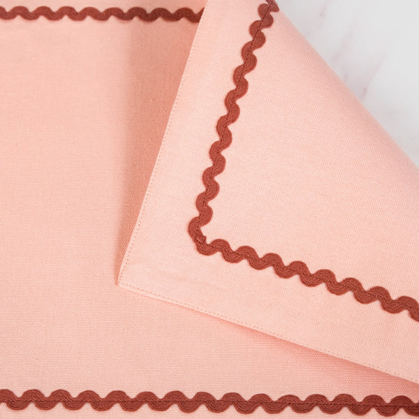Madeline Rick Rack Peach Set Of 6 Reversible Cotton Placemats