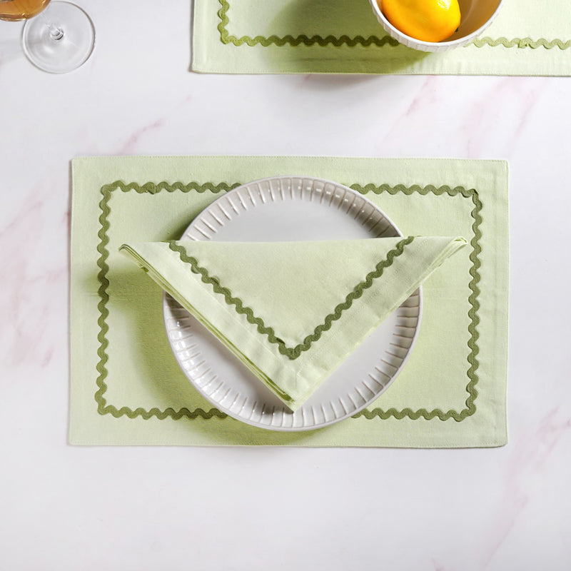 Ripple Edge Set Of 4 Green Cotton Napkins