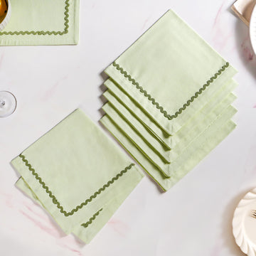 Ripple Edge Set Of 6 Green Cotton Napkins
