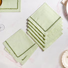 Isabelle Set Of 6 Green Cotton Napkins With Rick Rack