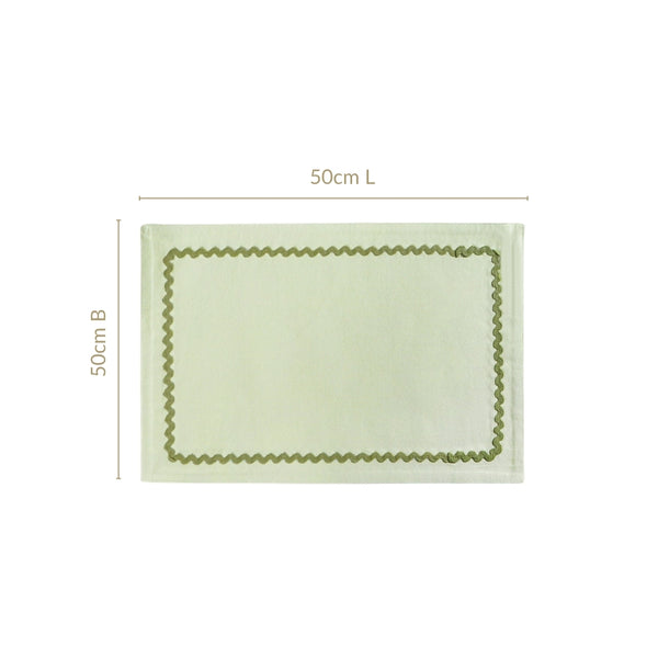 Isabelle Set Of 6 Green Cotton Napkins With Rick Rack