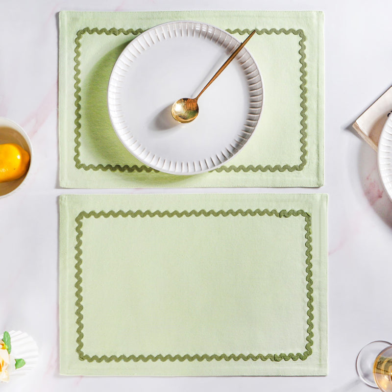 Ripple Edge Set Of 6 Green Table Mats