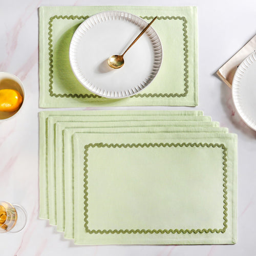 Ripple Edge Set Of 6 Green Table Mats