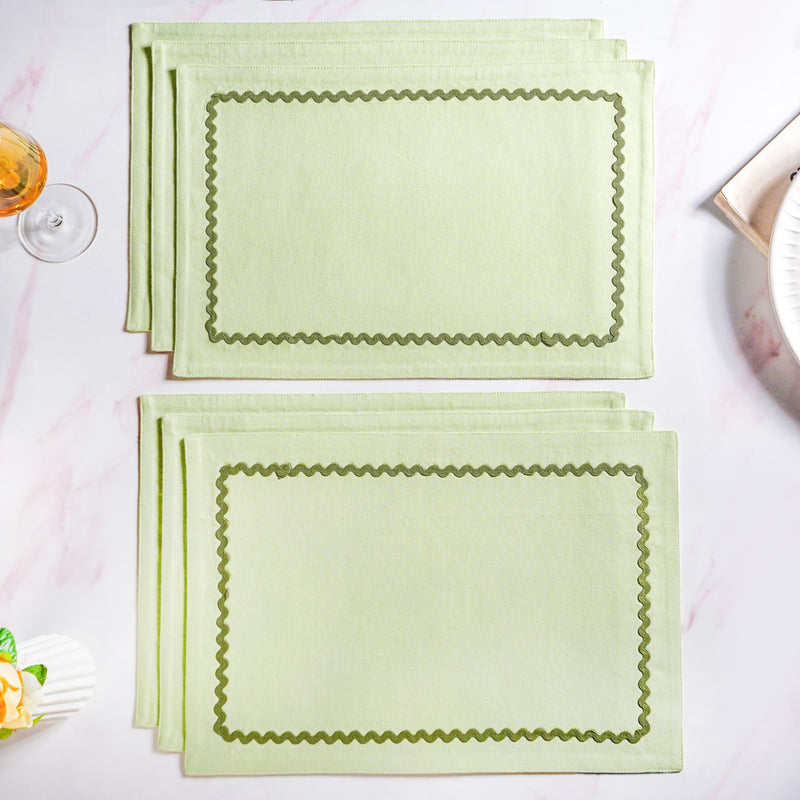 Ripple Edge Set Of 6 Green Table Mats