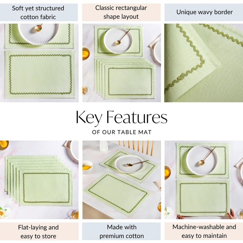 Ripple Edge Set Of 6 Green Table Mats