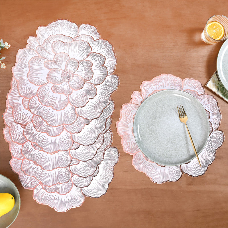 Rose Gold And White Fleur Placemat Set Of 6