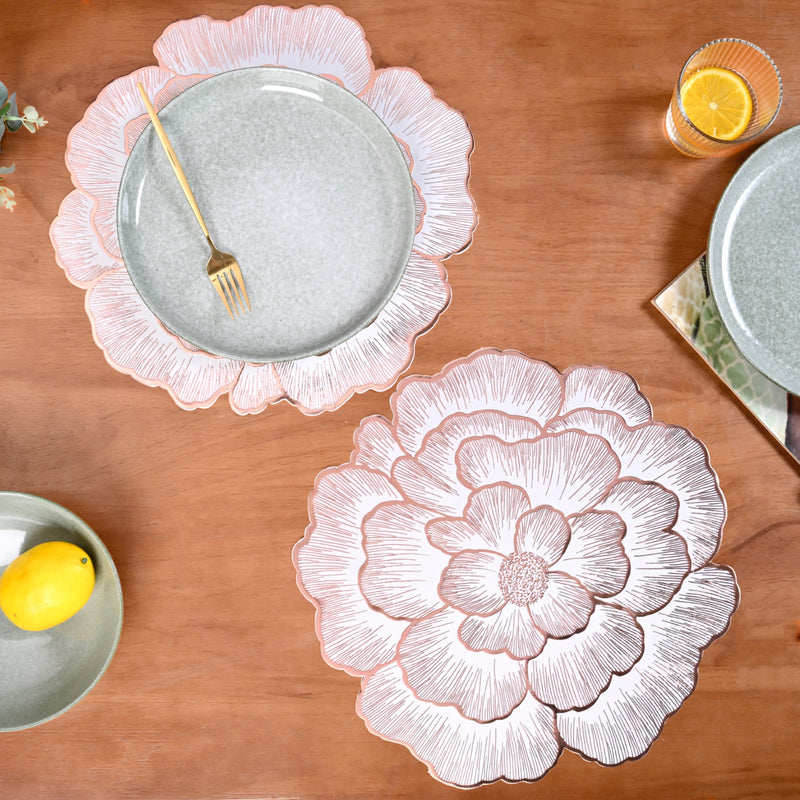 Rose Gold And White Fleur Placemat Set Of 6
