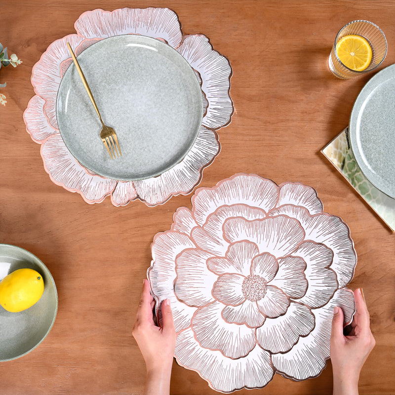 Rose Gold And White Fleur Placemat Set Of 6
