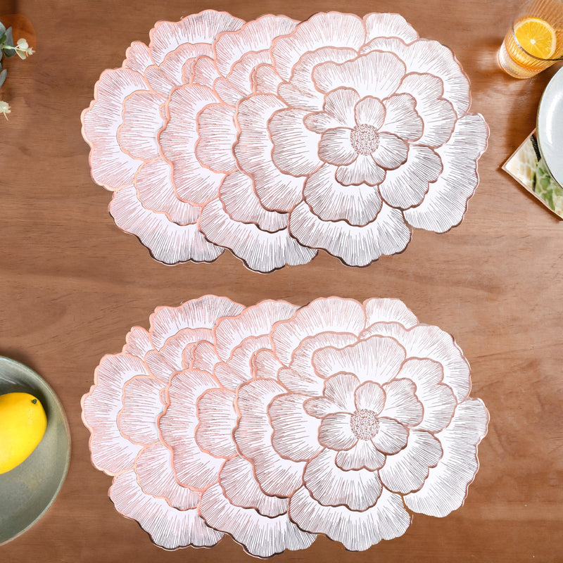 Rose Gold And White Fleur Placemat Set Of 6