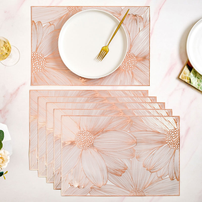 Rose Gold Blooming Flower Table Mat Set Of 6