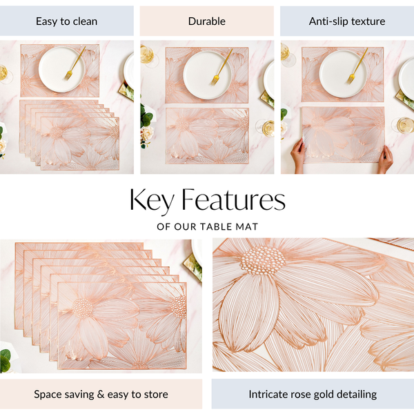 Soft Girl Rose Gold Table Mat Set Of 6