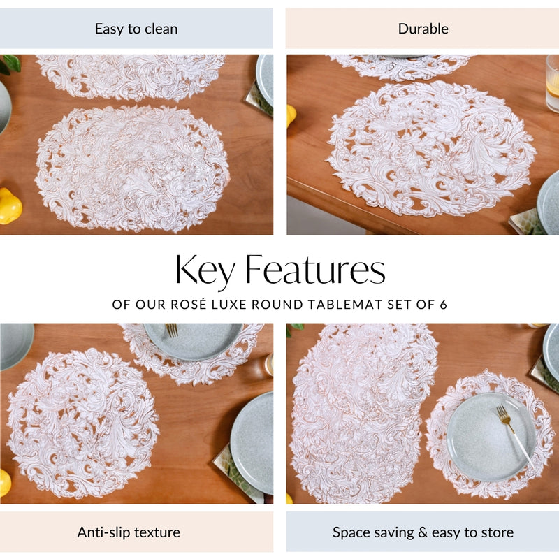 Rosé Luxe Round Tablemat Set Of 6