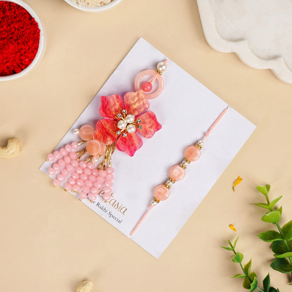 Rose Rakhi Lumba Set For Bhaiya And Bhabhi