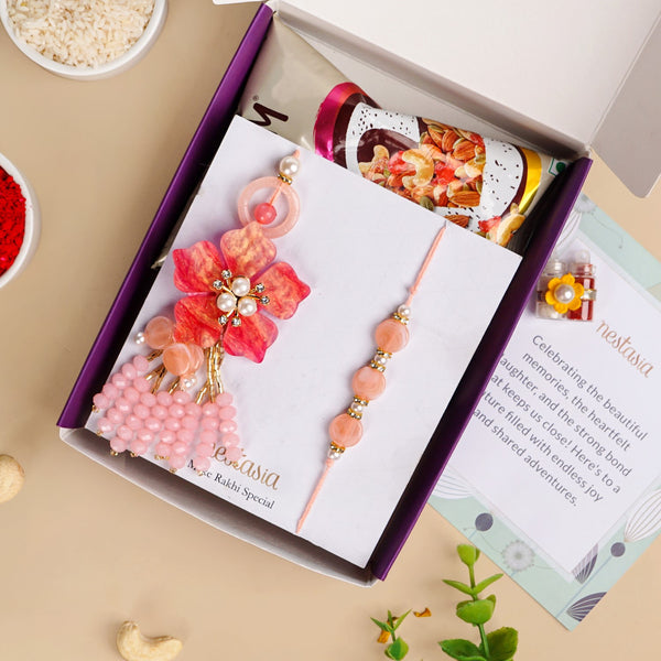 Rose Rakhi Lumba Set For Bhaiya And Bhabhi