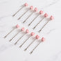 Pink Rose Fruit Fork With Ceramic Vase Set Of 13