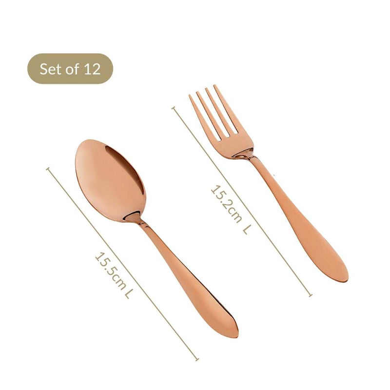 Rose Gold PVD Coated Cutlery Set Of 12