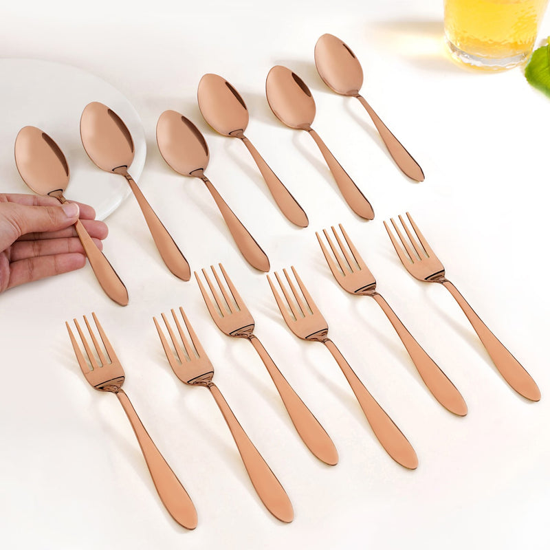 Rose Gold PVD Coated Cutlery Set Of 12