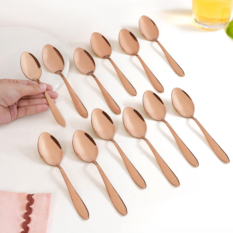 Rose Gold PVD Coated Spoon Set Of 12