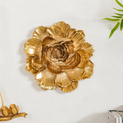 Flower Wall Decor Gold - Wall Decor, Gold Rose Wall Art, Living Room Wall Decor, Decorative Gold Rose, Rose Wall Decoration