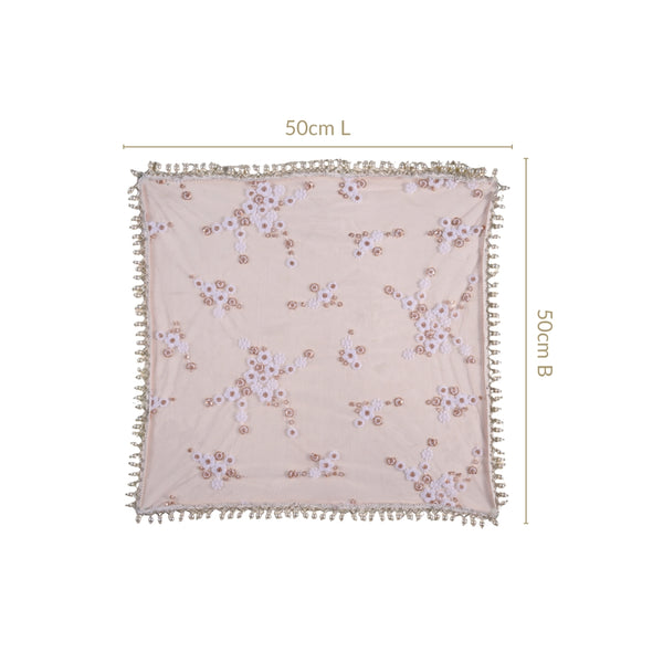 Embroidered Rose Pooja Thali Cover Set Of 2