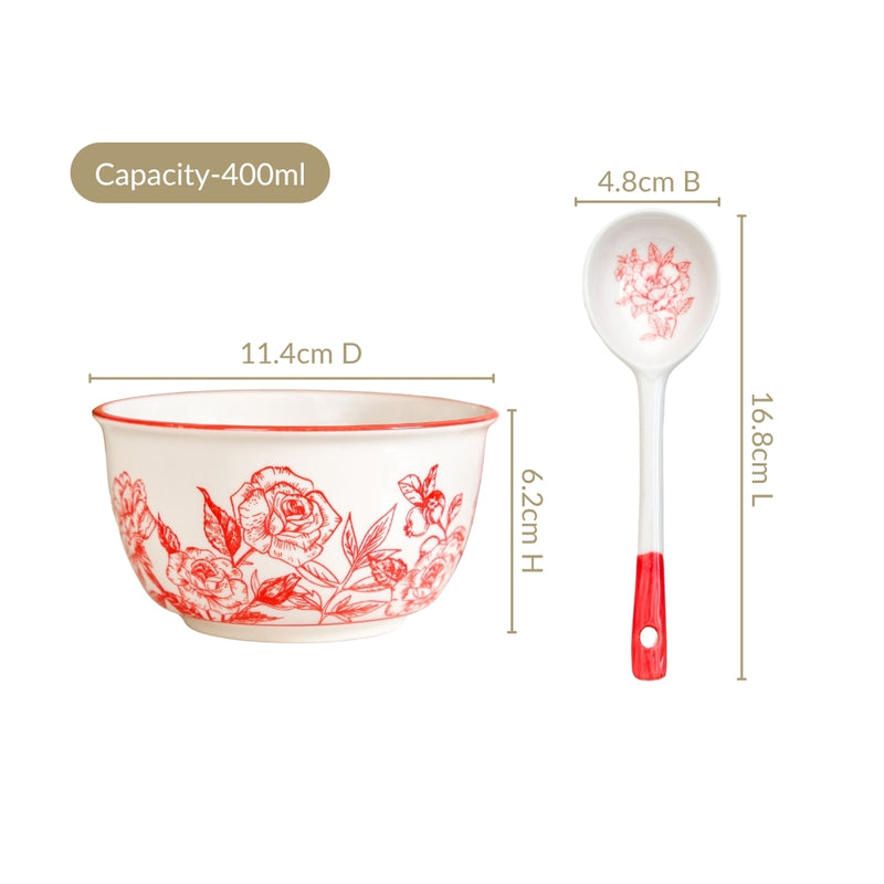 Rosetta Bowls And Spoons Set Of 4 400ml