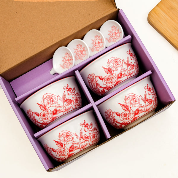 Rosetta Bowls And Spoons Set Of 4 400ml