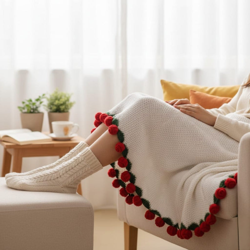 Rosetta Crochet Bouquet Throw Red 80cm