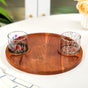 Round Acacia Tray With Floral Bowl Set Of 3