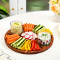 Round Acacia Tray With Floral Bowl Set Of 3