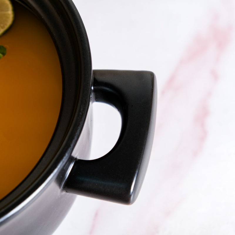 Round Black Cooking Pot With Lid 2200ml