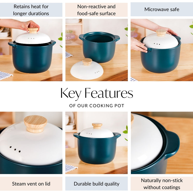 Round Ceramic Soup Cooking Pot With White Lid 6000ml