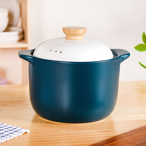 Round Ceramic Soup Cooking Pot With White Lid 6000ml