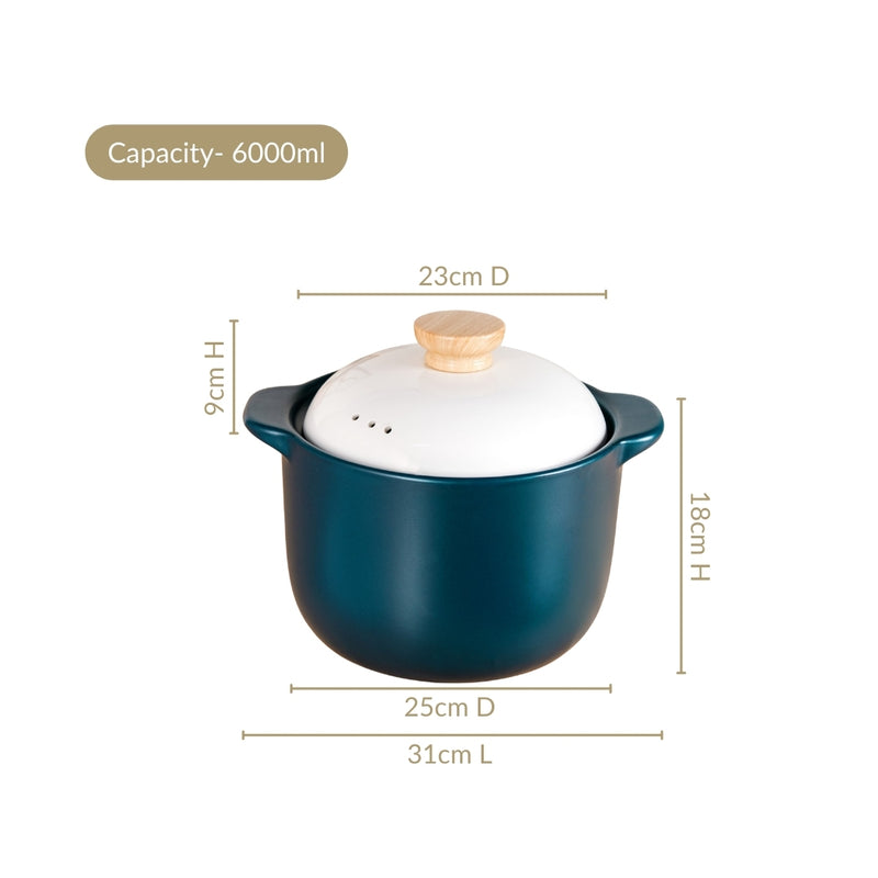 Round Ceramic Soup Cooking Pot With White Lid 6000ml