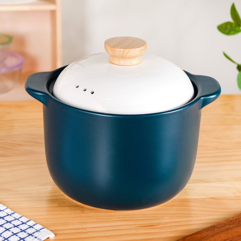 Round Ceramic Soup Cooking Pot With White Lid 6000ml
