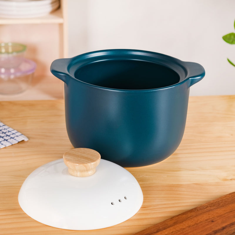 Round Ceramic Soup Cooking Pot With White Lid 6000ml