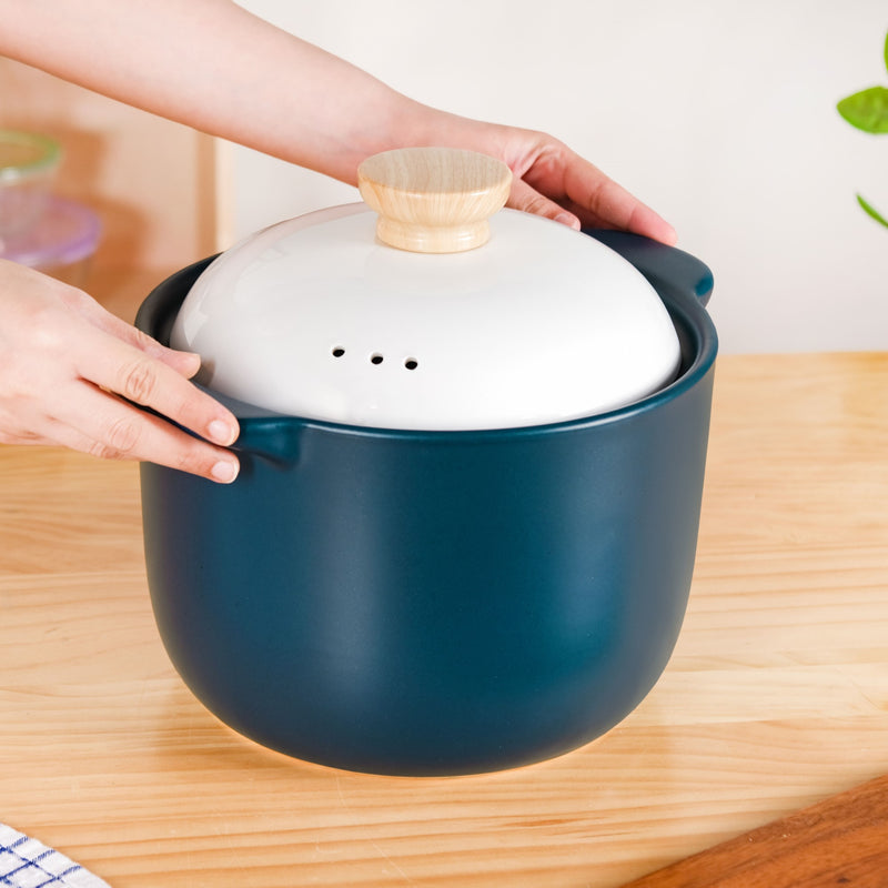 Round Ceramic Soup Cooking Pot With White Lid 6000ml