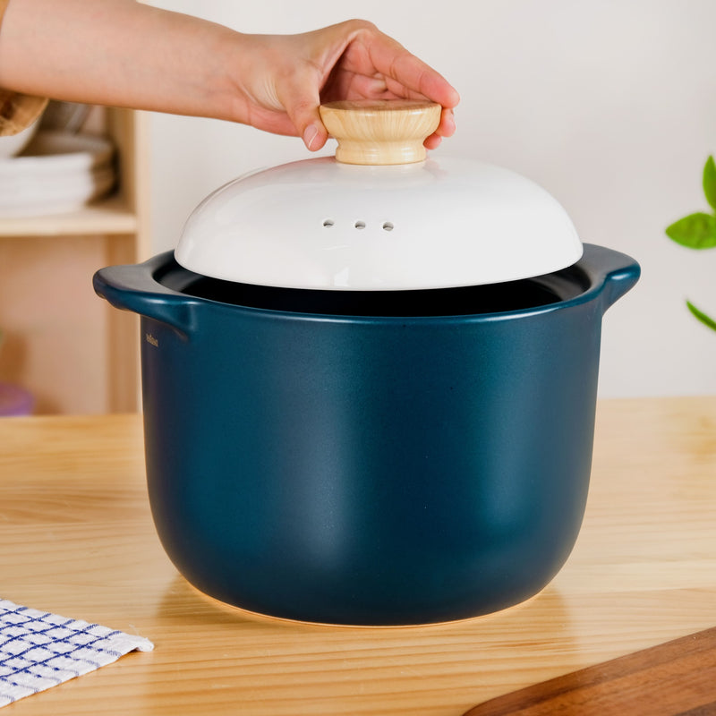 Round Ceramic Soup Cooking Pot With White Lid 6000ml
