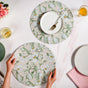 Round Green Poppy Printed Placemats Set Of 6