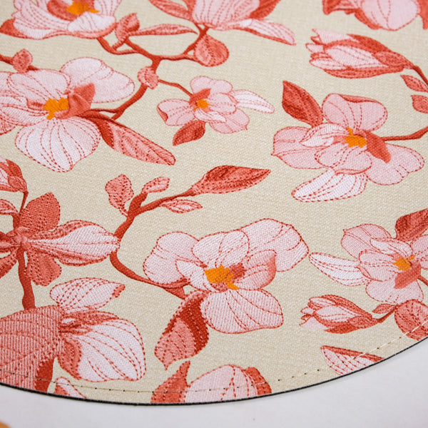 Round Red Poppy Printed Placemats Set Of 6