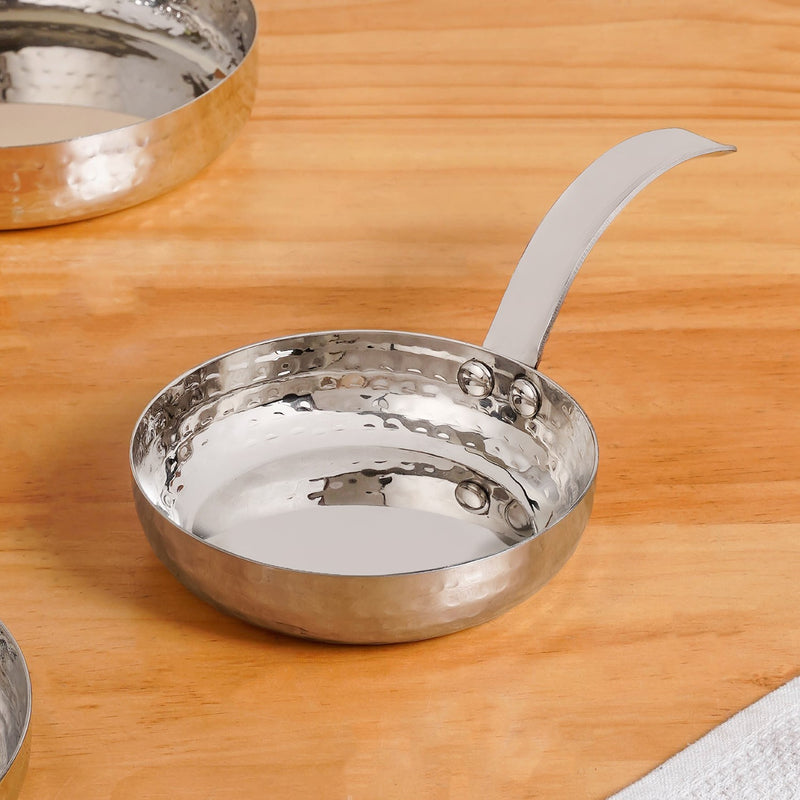 Round Stainless Steel Serving Pan With Hammered Body Set Of 3