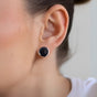 Round Black Stud Earrings