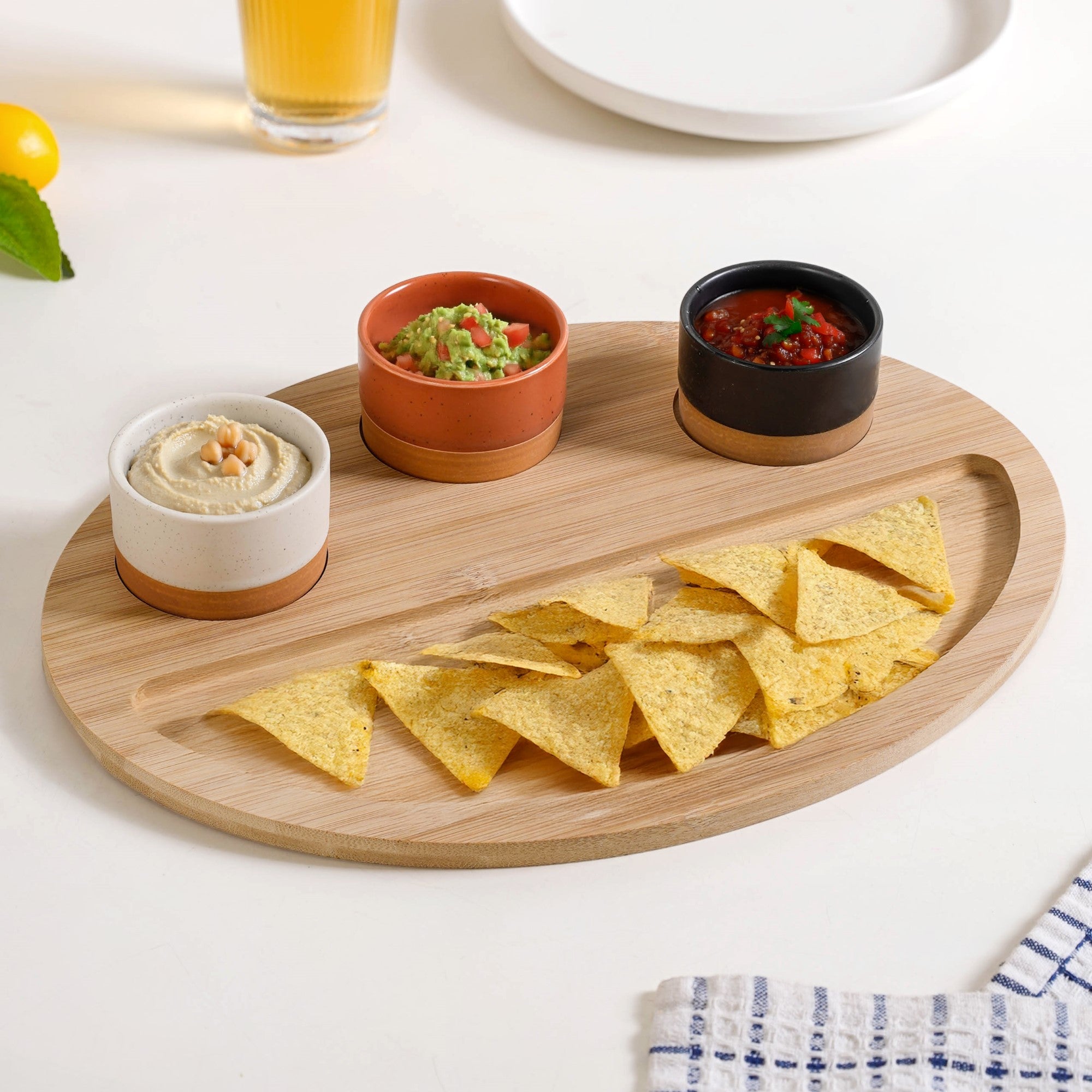 Oval Serving Tray With Bowls Set Of 4 33x25cm