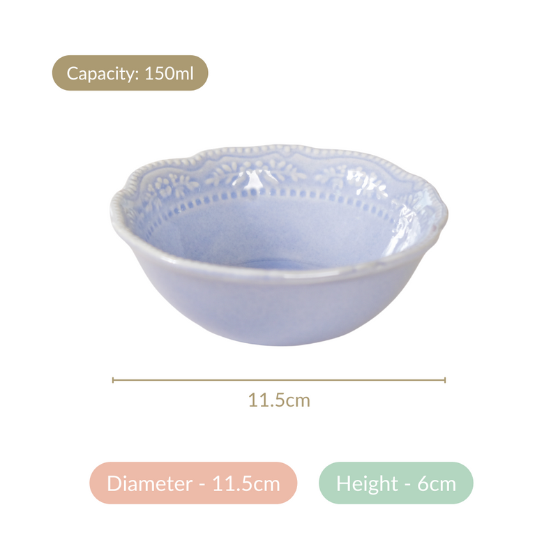 Lavender Vintage Ceramic Bowl Set Of 4 150ml - Serving bowls, ceramic serving bowls, serving bowls set, snack bowls, icecream bowls, ceramic bowls