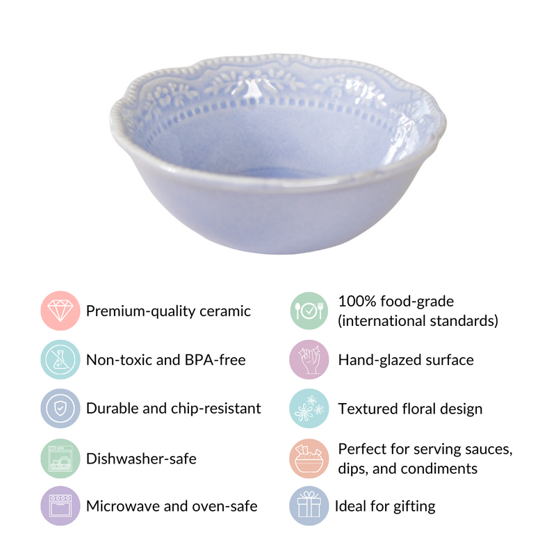 Lavender Vintage Ceramic Bowl Set Of 4 150ml - Serving bowls, ceramic serving bowls, serving bowls set, snack bowls, icecream bowls, ceramic bowls